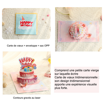 arte de voeux 15x15cm carte d'anniversaire tridimensionnelle gâteau de rêve bonbon sucré carte message de bénédiction carte postale